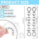 Close-up of stainless steel bead chain swivel with 4 beads